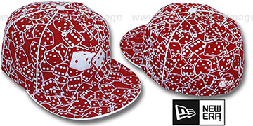 New Era FLOCKED DICE Red-White Fitted Hat