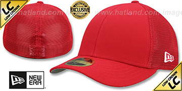 New Era LOW-CROWN MESH-BACK 59FIFTY-BLANK Red-Red Fitted Hat