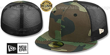 New Era 'MESH-BACK 59FIFTY-BLANK' Army-Black Fitted Hat