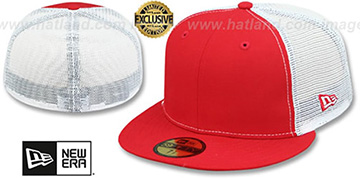 New Era MESH-BACK 59FIFTY-BLANK Red-White Fitted Hat