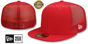 New Era 'MESH-BACK 59FIFTY-BLANK' Red-Red Fitted Hat