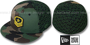 New Era MILITARY STAR Camo-Black-Green Fitted Hat by New Era