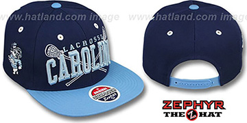 North Carolina LACROSSE SUPER-ARCH SNAPBACK Navy-Sky Hat by Zephyr