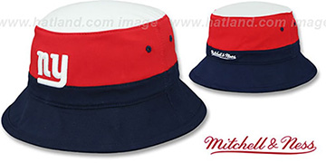 NY Giants COLOR-BLOCK BUCKET White-Red-Navy Hat by Mitchell and Ness