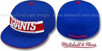 NY Giants THROWBACK TIMEOUT Royal Fitted Hat by Mitchell and Ness