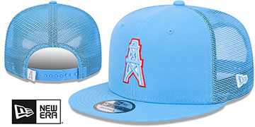 Oilers 'THROWBACK TEAM-BASIC TRUCKER SNAPBACK' Sky Hat by New Era