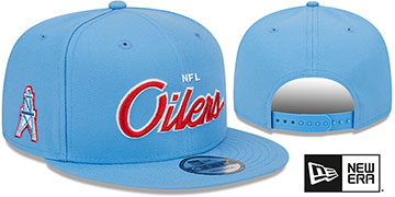 Oilers 'THROWBACK TEAM-SCRIPT SNAPBACK' Sky Hat by New Era