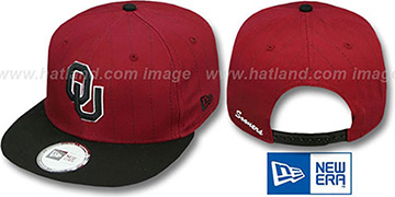 Oklahoma TEAM-BASIC PINSTRIPE SNAPBACK Burgundy-Black Hat by New Era