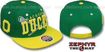 Oregon 'LACROSSE SUPER-ARCH SNAPBACK' Green-Yellow Hat by Zephyr