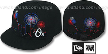 Orioles 'CITY-SKYLINE FIREWORKS' Black Fitted Hat by New Era