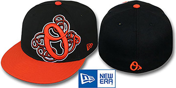 Orioles DUBCHA Black-Orange Fitted Hat by New Era