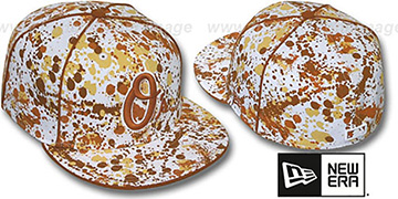 Orioles SPLATTER White-Orange Fitted Hat by New Era