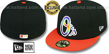 Orioles TYE-DYE INSIDER Black-Orange Fitted Hat by New Era