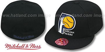 Pacers XL-LOGO BASIC Black Fitted Hat by Mitchell and Ness