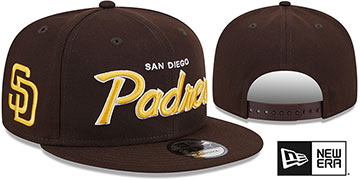 Padres TEAM-SCRIPT SNAPBACK Brown Hat by New Era