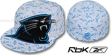 Panthers 'SUPERSIZE FLOCKING' White Fitted Hat by Reebok