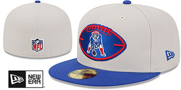 Patriots '2024 HISTORIC SIDELINE' Stone-Royal Fitted Hat by New Era