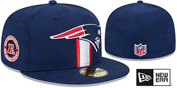 Patriots 2024 NFL SIDELINE Navy Fitted Hat by New Era