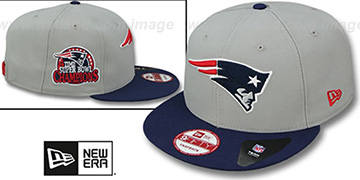 Patriots '4-TIME CHAMPS SNAPBACK' Grey-Navy Hat by New Era