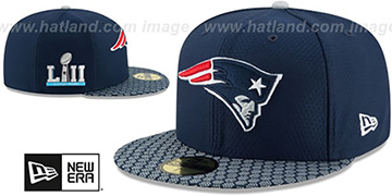 Patriots 'NFL SUPER BOWL LII ONFIELD' Navy Fitted Hat by New Era