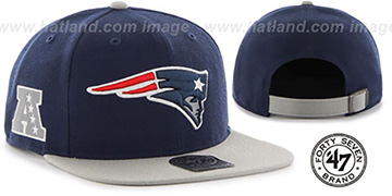 Patriots 'SUPER-SHOT STRAPBACK' Navy-Grey Hat by Twins 47 Brand