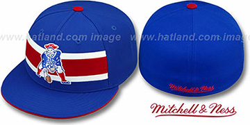 Patriots 'THROWBACK TIMEOUT' Royal Fitted Hat by Mitchell and Ness