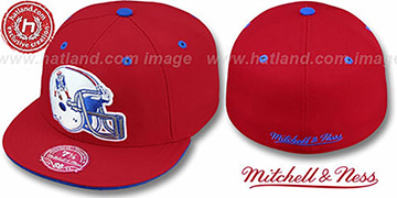 Patriots 'XL-HELMET' Red Fitted Hat by Mitchell and Ness