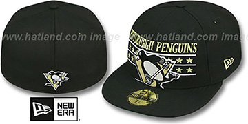 Penguins STAR STUDDED Black Fitted Hat by New Era