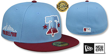 Phillies 'ALTERNATE CITY CONNECT' Sky-Burgundy Fitted Hat by New Era