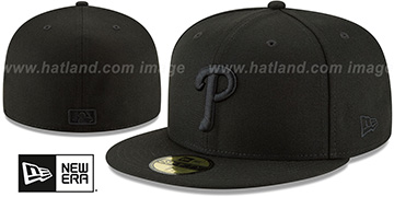 Phillies BLACKOUT Fitted Hat by New Era