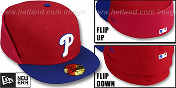 Phillies 'CLEAN CUT FLIP-DOWN' Red-Royal Fitted Hat by New Era