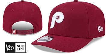 Phillies COOPERSTOWN STRETCH-SNAP Burgundy Hat by New Era