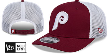 Phillies COOPERSTOWN TRUCKER STRETCH-SNAP Burgundy-White Hat by New Era