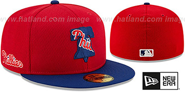 Phillies DASHMARK BP Red-Royal Fitted Hat by New Era