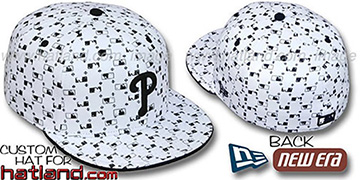 Phillies 'MLB FLOCKING' White-Black Fitted Hat by New Era