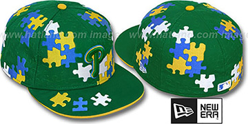 Phillies 'PUZZLE' Green Fitted Hat by New Era