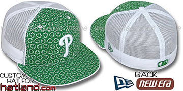 Phillies 'ST PATS FLOCKING' MESH-BACK Kelly-White Fitted Hat by New Era