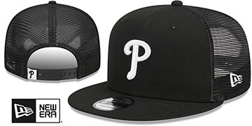 Phillies TEAM-BASIC TRUCKER SNAPBACK Black-White Hat by New Era