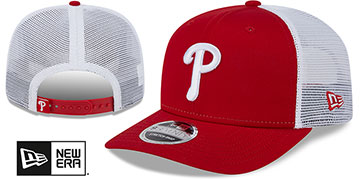 Phillies TRUCKER STRETCH-SNAP Red-White Hat by New Era