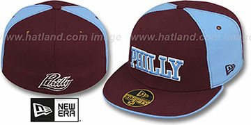 Philly PINWHEEL-CITY Burgundy-Sky-Burgundy Fitted Hat by New Era