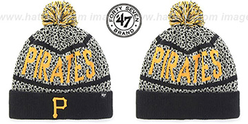 Pirates BEDROCK Black-Grey Knit Beanie Hat by Twins 47 Brand