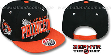 Princeton LACROSSE SUPER-ARCH SNAPBACK Black-Orange Hat by Zephyr