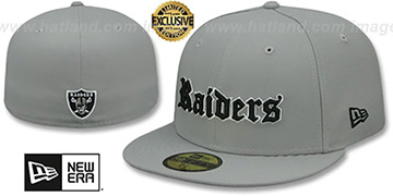 Raiders GOTHIC TEAM-BASIC Light Grey Fitted Hat by New Era