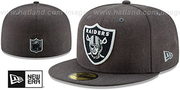 Raiders HEATHER-CRISP Black Fitted Hat by New Era