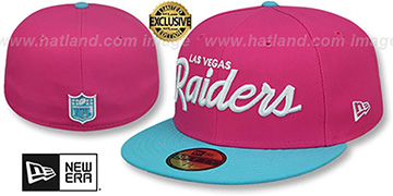 Raiders 'MIAMI VICE SCRIPT' Beetroot-Blue Fitted Hat by New Era