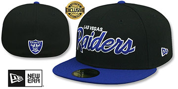 Raiders NFL TEAM-SCRIPT Black-Royal Fitted Hat by New Era