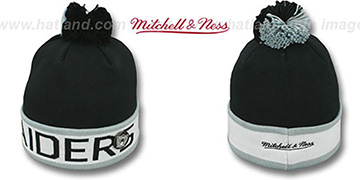 Raiders 'THE-BUTTON' Knit Beanie Hat by Michell and Ness