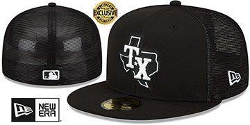 Rangers 'BATTING PRACTICE TRUCKER' Black-White Fitted Hat by New Era