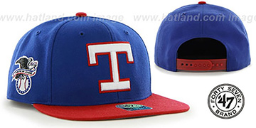 Rangers COOP SURE-SHOT SNAPBACK Royal-Red Hat by Twins 47 Brand