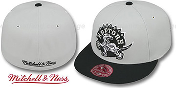 Raptors MONOCHROME XL-LOGO Grey-Black Fitted Hat by Mitchell and Ness